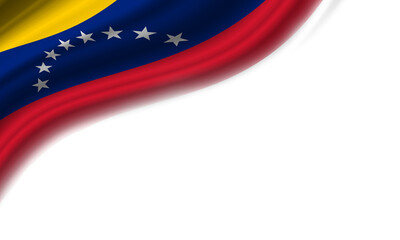 Wavy flag of Venezuela against white background. 3d illustration