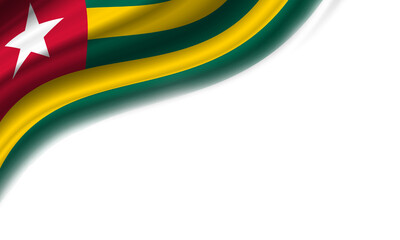 Wavy flag of Togo against white background. 3d illustration