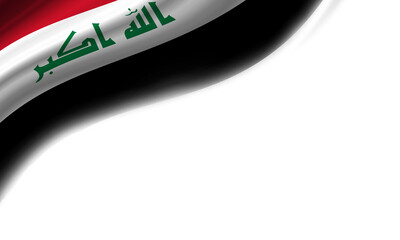 Wavy flag of Iraq against white background. 3d illustration