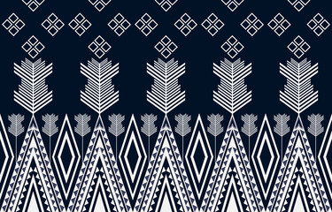 Geometric ethnic pattern seamless color blue. ethnic seamless pattern. Design for cloth business, curtain, background, carpet, wallpaper, clothing, wrapping, Batik, fabric,Vector illustration.