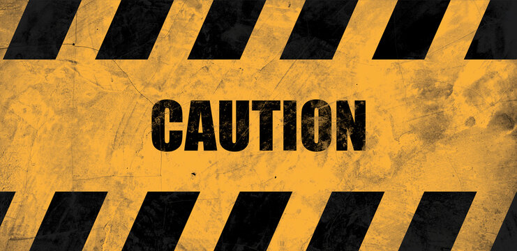 Blank Caution sign or warning symbol on grunge yellow background for construction and road safety concept.