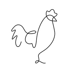 Hen drawn in one line. Vector image of a chicken. Minimalistic style. Logo illustration.