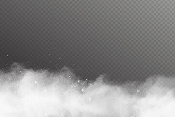 White smoke. Abstract fog. On a transparent black background.