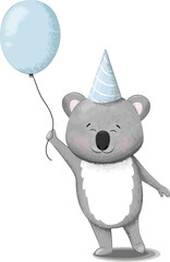 koala in a hat with a blooming ball