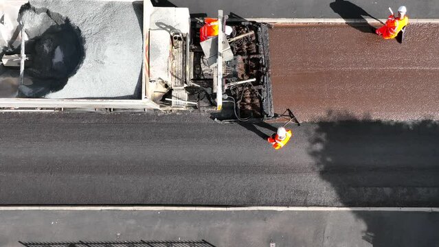 Micro Asphalt Road Resurfacing Process Aerial View