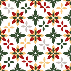 Seamless Christmas pattern with poinsettia flowers.Perfect for printing on paper and fabric.