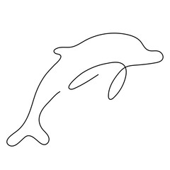 Line style dolphin vector illustration- continuous line drawing sea on the wave.