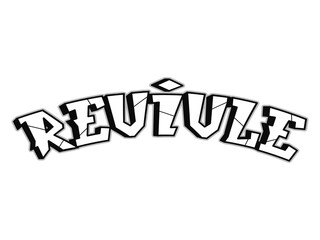 Revival word trippy psychedelic graffiti style letters.Vector hand drawn doodle cartoon logo revival illustration. Funny cool trippy letters, fashion, graffiti style print for t-shirt, poster concept