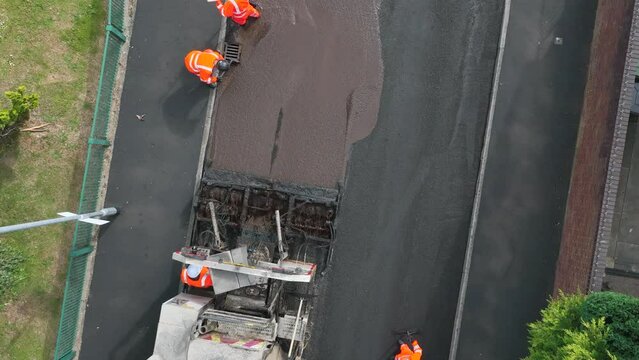 Micro Asphalt Road Resurfacing Process Aerial View