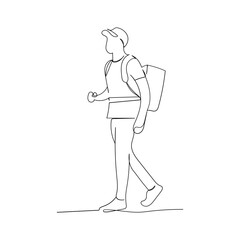 Continuous line drawing of a delivery man. Minimalism art.