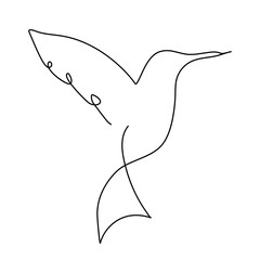 One continuous line drawing of cute hummingbird for company business logo identity. Little beauty bird mascot concept for conservation national forest. Single line draw vector design illustration