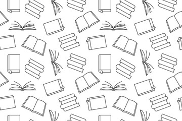 seamless pattern with books, education, bookstore, library concept- vector illustration