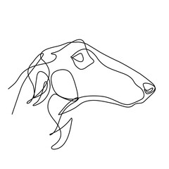 One continuous single drawing line art doodle animal, pet, dog, dog boxer, doggy. Isolated flat illustration hand draw contour on a white background