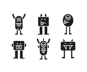 cartoon monster character icons set