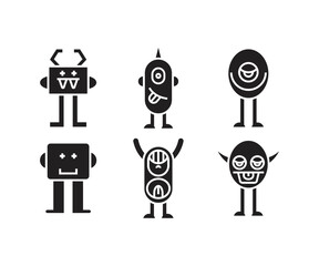 cartoon monster character icons set