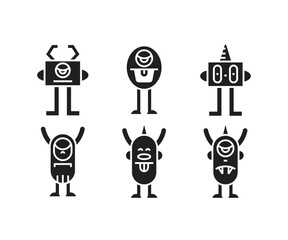 cartoon monster character icons set