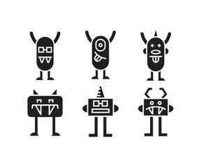 cute monster character icons set