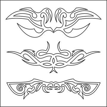 Hand drawn Tattoo doodle,Tribal Tattoo Design Elements Set,tattoo sleeve tribal, vector pattern elements for tattoo men right and left hand and shoulders, art decor idea tattoos design body,