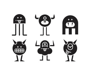 funny monster character icons set vector illustration
