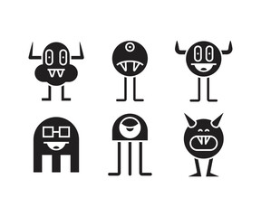 funny monster character icons set vector illustration