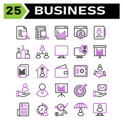 Office business icon set include document, search, verified, research, business, accounting, calculator, calculation, finance, digital marketing, chart, web, analytic, presentation, target, employee