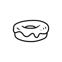 doughnut line art illustration for cafe and coffee shop design element