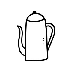 teapot line art illustration for cafe and coffee shop design element