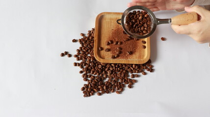 grinding coffee beans