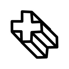 Multiplication 3D line art object with perspective for trendy memphis design element