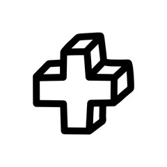 plus 3D line art object with perspective for trendy memphis design element