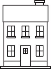 outline drawing house front elevation view.