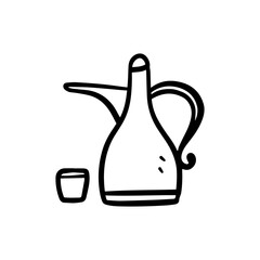 zam zam water teapot icon with thin line style. Islamic logo design isolated background. Use for islamic event like ramadhan kareem and ied mubarak or for pictogram assets