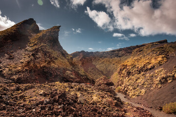 Interior of the crater of El Cuervo Volcano in Lanzarote,  Canary Islands, Spain