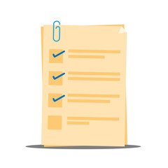 vector illustration checklist flat icon, checkbox form on paper, information check report
