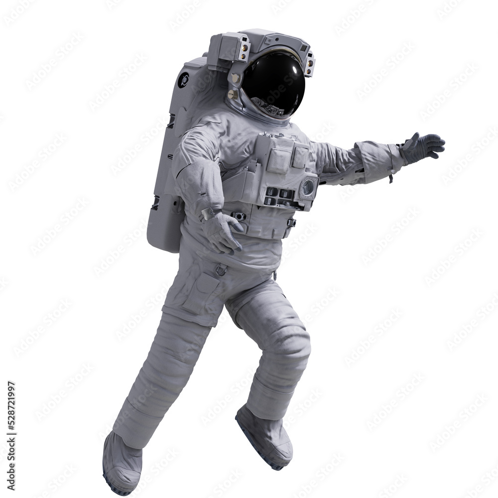 Wall mural astronaut floating in outer space, isolated