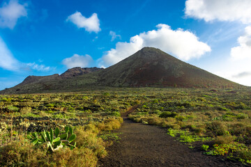 The Monte Corona Volcano in Lanzarote, Canary Islands,  Spain