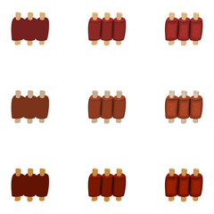 A vector drawn pork rib illustration with various colors and amount of details