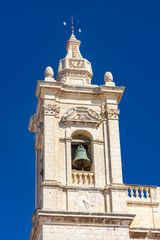 Fototapeta na wymiar Belltower of Rabat baroque cathedral in Malta