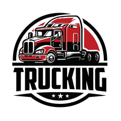 Semi truck 18 wheeler circle emblem logo. Best for trucking and freight related industry