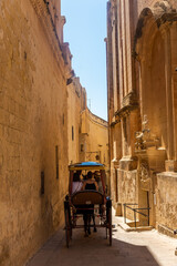 Mdina, Malta, 21 May 2022:  Ancient street of the old historic center