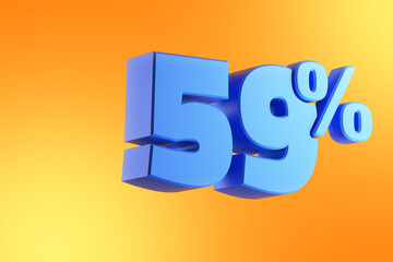59 percent 3d rendered illustration isolated percentage
