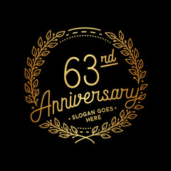 63 years anniversary celebrations design template. 63rd logo. Vector and illustrations. 