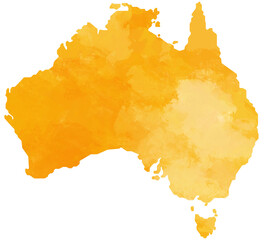 Australia map water color illustration styles isolated on transparent background.