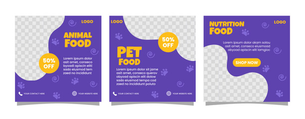 Animal food social media posts design template