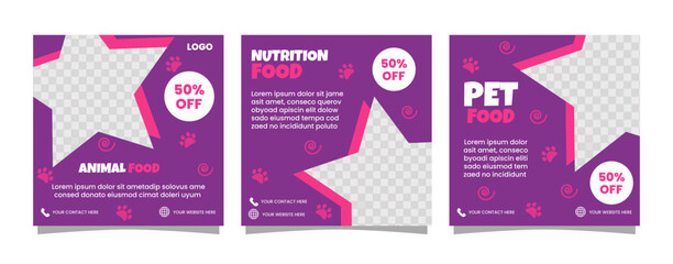 Animal food social media posts design template