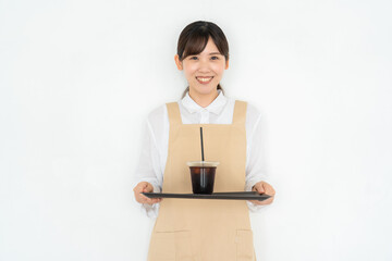 カフェ店員　女性 コーヒー