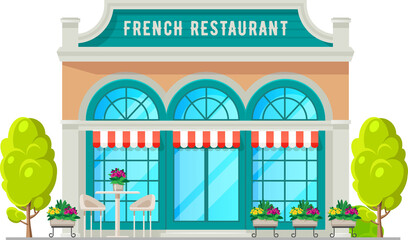 French restaurant building isolated parisian cafe