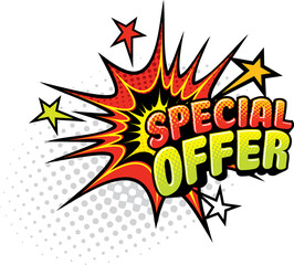 Pop art special offer retro comic bubble isolated