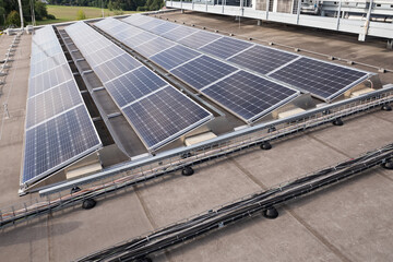 Solar panels on a flat roof. © lapis2380