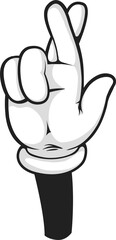 Crossed middle and index fingers hand gesture icon